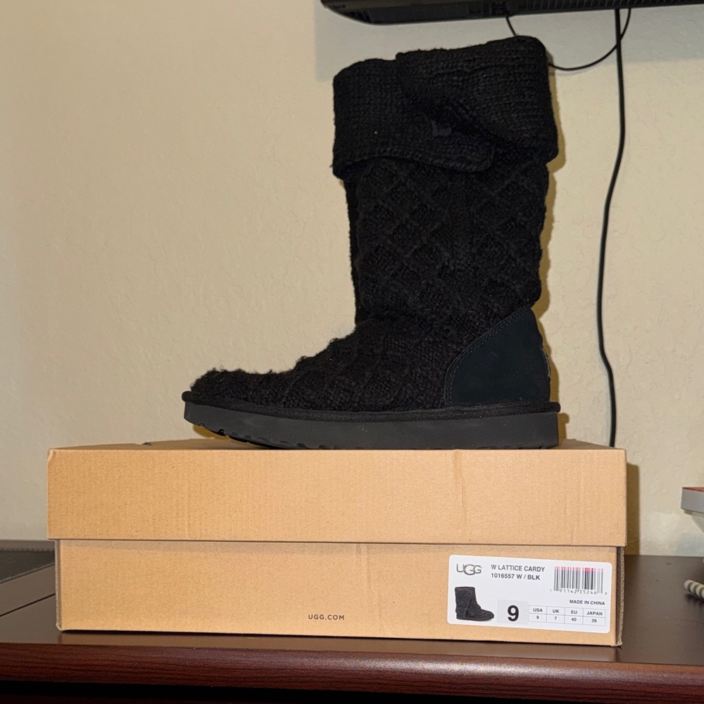 UGG Women's Black Lattice Knit Boots